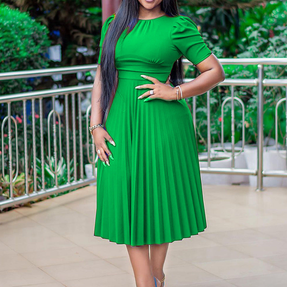 Introducing the "CurveEmbrace Pleated Dress 
