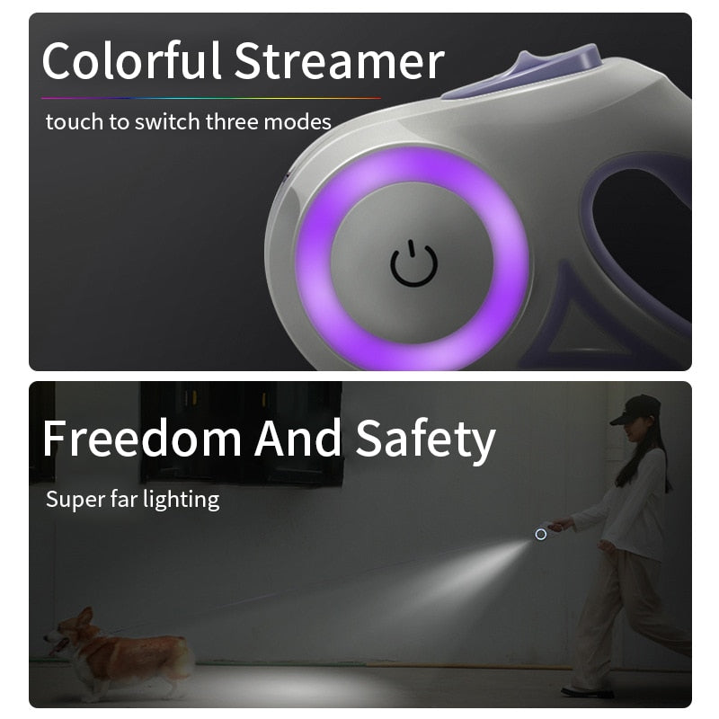 MatchMyStyle LuminaFlex Automatic Retractable Lighting Dog Leash
